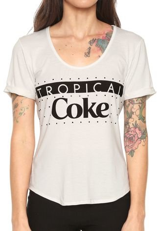 Camiseta Coca-Cola Jeans Aplicação Off-White