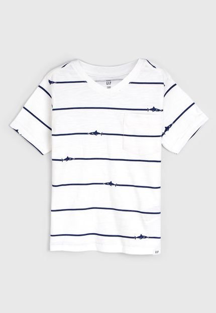 Camiseta GAP Infantil Listrada Branca - Marca GAP