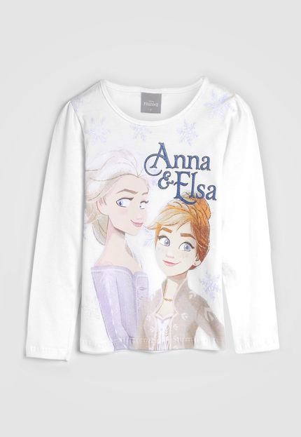 Blusa Frozen Infantil Anna E Elsa Branco - Marca Frozen
