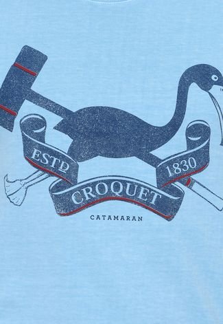 Camiseta Manga Curta Catamaran Flamingo Escudo Catam Azul