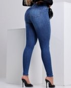 Calça Jeans Skinny Hot Feminina Cintura Alta Fivela Meia Lua 24196 Escura Consciência - Marca Consciência