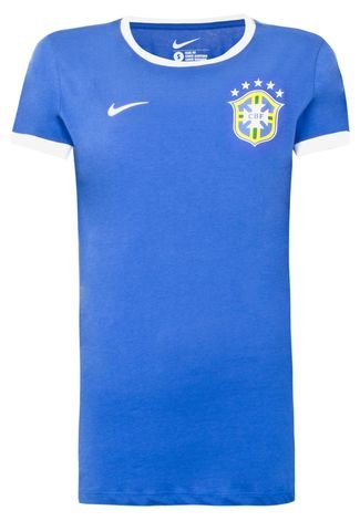 Camisa Nike Brasil Feminina Azul - Compre Agora