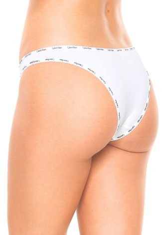 Calcinha Calvin Klein Underwear Tanga Logo Branca