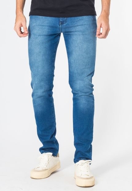 Calça Jeans Masculina Slim Com Bolso Elastano Azul Claro - Marca Zafina