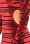 Vestido Ellus Midi Veludo Stripes Vermelho - Marca Ellus