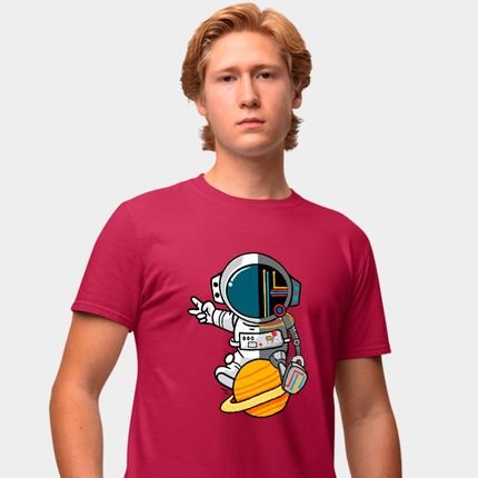 Camisa Camiseta Genuine Grit Masculina Estampada Algodão 30.1 Astronauta - P - Bordo - Marca Genuine