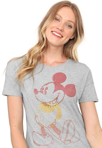 Blusa Cativa Disney Mickey Aplicações Cinza - Marca Cativa Disney
