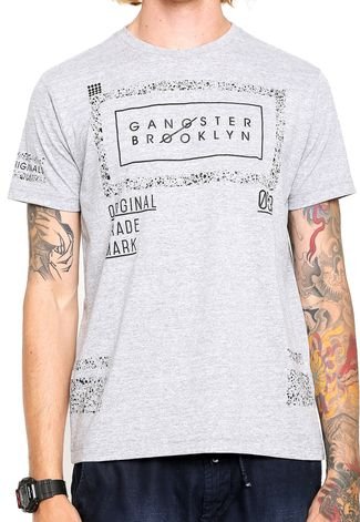 Camiseta Gangster Estampada Cinza