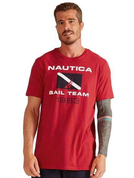 Camiseta Nautica Masculina Sail Team 1983 Vermelho Escarlate - Marca Nautica