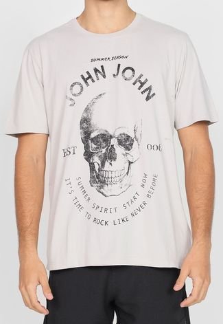 Camiseta John John Summer Season Cinza - Dom Store Multimarcas Vestuário  Calçados Acessórios