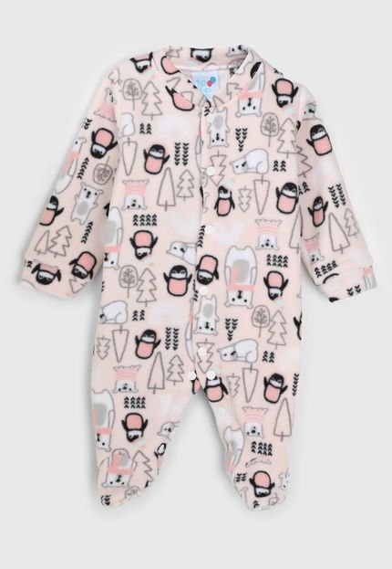 Pijama Bebê Tip Top Longo Pinguim Rosa - Marca Tip Top