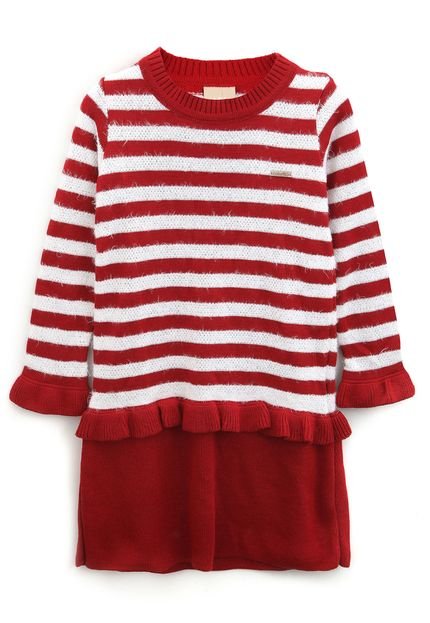 Vestido Colorittá Infantil Listras Vermelho/Branco - Marca Colorittá