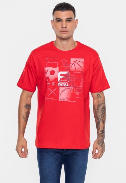 Camiseta Fatal Estampada Sport Vermelha - Marca Fatal