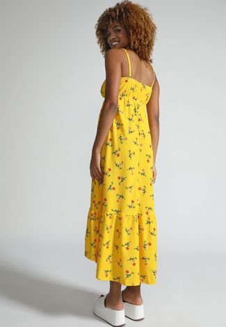 Vestido Forever 21 Midi Floral Amarelo - Compre Agora