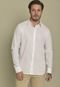 Camisa Social de Linho Branco Gola Polo com Botões Dialogo Masculino - Marca Dialogo Jeans