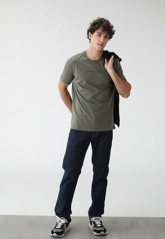 Camiseta Calvin Klein Jeans Reta Logo Verde