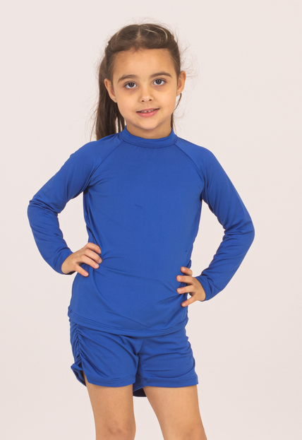 Shorts Infantil Menina UV50 Praia e Piscina Juvenil 24-A  Azul Royal - Marca Lavin Basic