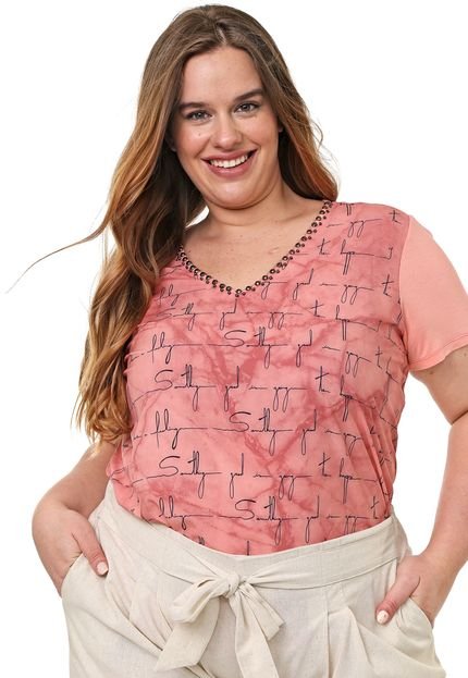 Blusa Cativa Plus Bordada Rosa - Marca Cativa Plus