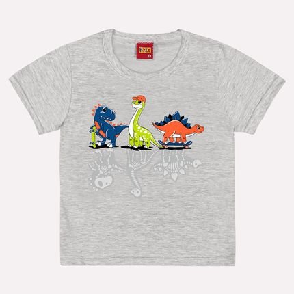 Camiseta Infantil Menino Estampa de Dinossauros Kyly Cinza - Marca Kyly