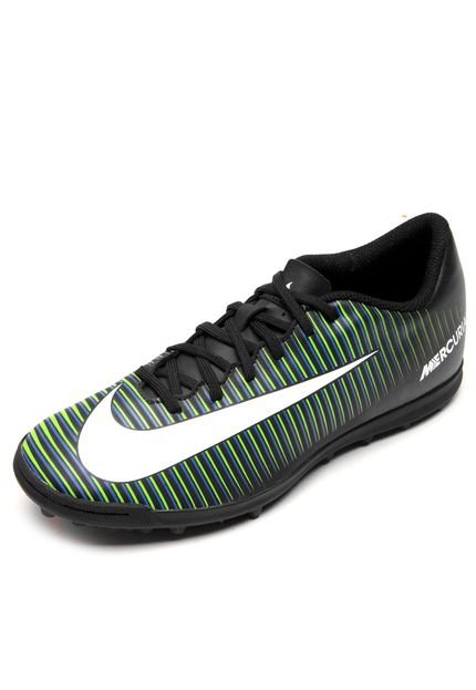 Chuteira Nike Mercurialx Vortex III TF Preta/Verde/Branca - Marca Nike