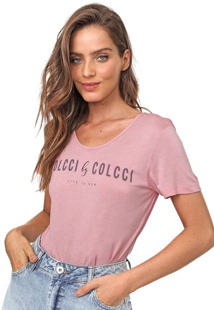 Camiseta Colcci Lettering Rosa - Marca Colcci