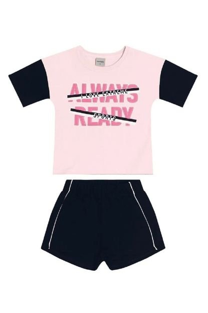 Conjunto Infantil Rovitex Short e Blusa Always Ready  Rosa - Marca Santo Anjo Moda Infantil