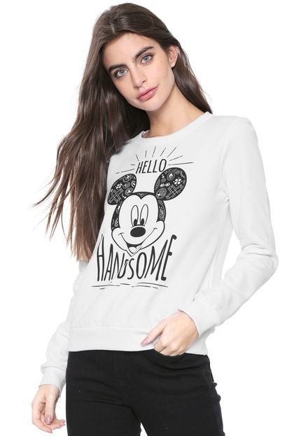 Moletom Flanelado Fechado Cativa Disney Mickey Branco - Marca Cativa Disney