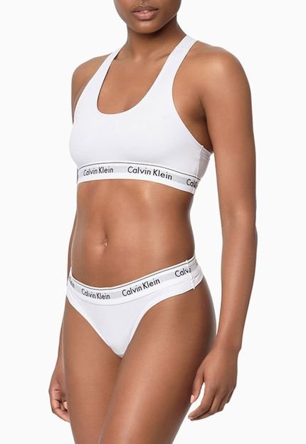 Calcinha Calvin Klein Underwear Fio Dental Modern Cotton F3790P Branca - Marca Calvin Klein Underwear