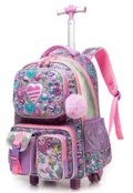 Mochila Escolar Rodinha Lancheira e Estojo Unicornio Menina - Marca Crossgear