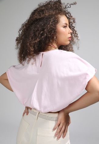 Blusa Cropped Forever 21 Mangas Bufantes Rosa