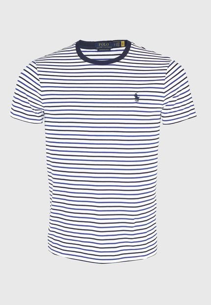Camiseta Polo Ralph Lauren Listrada Branca/Azul - Marca Polo Ralph Lauren