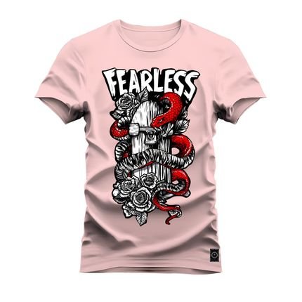 Camiseta Plus Size Estampada Algodão Unissex FearLess - Rosa - Marca Nexstar