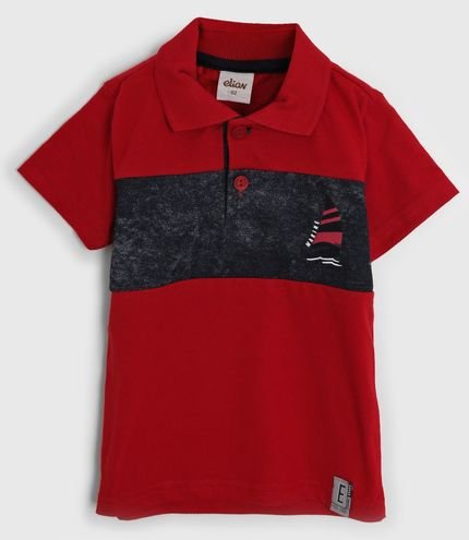Camisa Polo Elian Infantil Color Block Vermelho/Azul-Marinho - Marca Elian