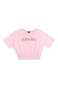 Blusa Juvenil Feminina Cropped com Franzido Beats Rosa - Marca Elian