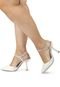 Scarpin Feminino Slingback Lumiss Sapato Salto Fino Strass Brilho Confortável Off White - Marca LUMISS
