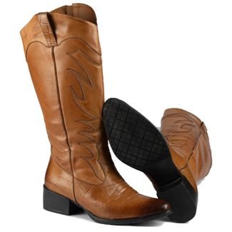 Bota Country Feminina Western Sandro Moscoloni Couro Valeska Tan