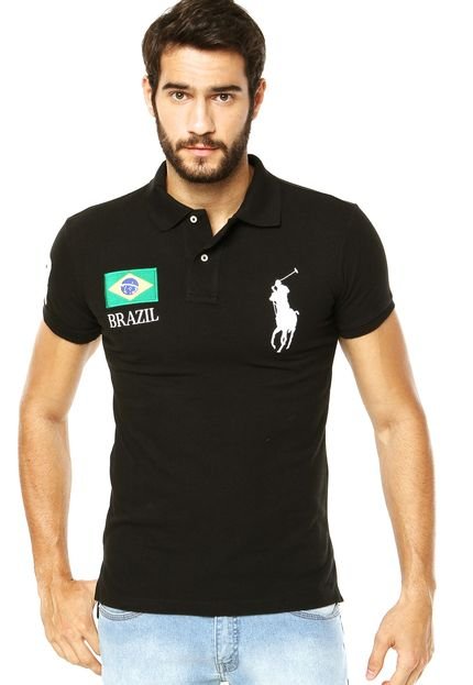 Camisa Polo Ralph Lauren Brasil Preta - Marca Polo Ralph Lauren