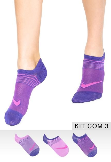 Kit 3Pçs Meia Nike Everyday Ltwt Foot 3Pr Azul/Rosa - Marca Nike