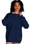 Blusa De Frio Feminina Moletom Liso Com Capuz e Bolso Canguru Felpado Azul Marinho - Marca BUENO STORE