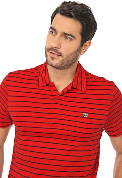 Camisa Polo Lacoste Reta Listrada Vermelha/Azul-marinho - Marca Lacoste