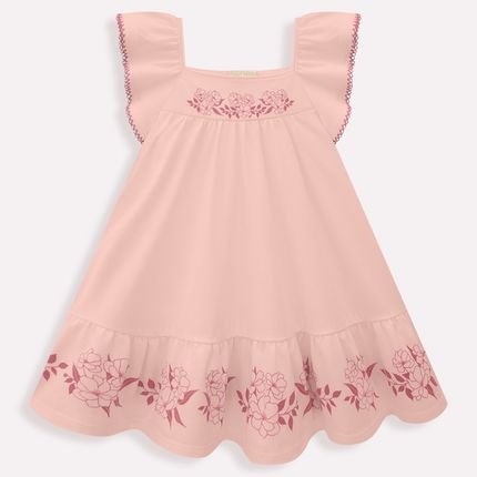 Vestido Bebê Menina Milon com Estampa de Flores Rosa - Marca Milon