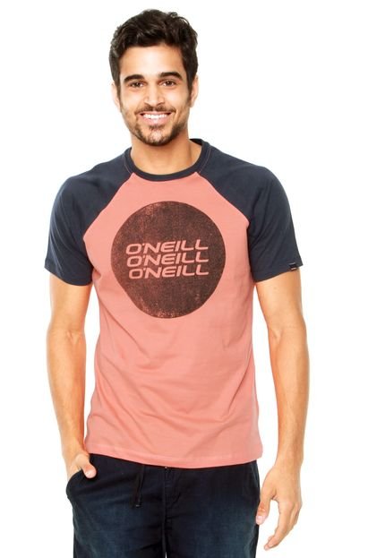 Camiseta O'Neill Contrastante Coral/Azul-Marinho - Marca O'Neill