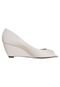 Peep Toe Dumond Anabela Baixa Off-White - Marca Dumond