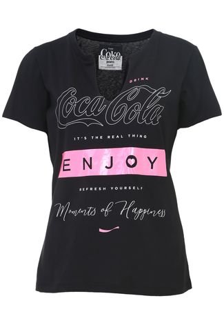 Camiseta Coca-Cola Jeans Lettering Preta