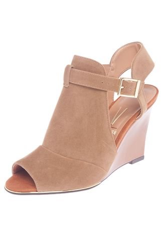 Ankle Boot Vizzano Fechada Salto Alto Anabela Marrom