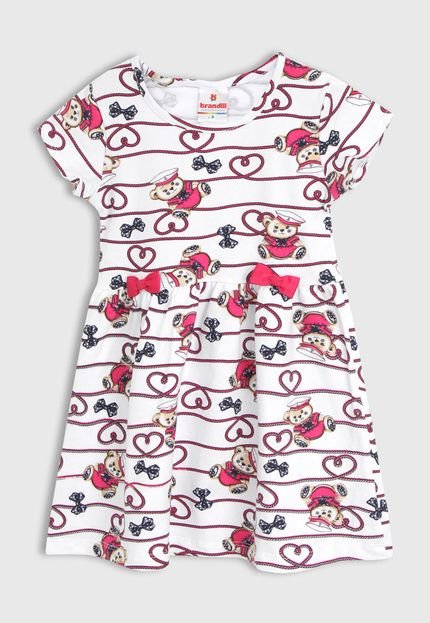 Vestido Brandili Infantil Ursinho Branco - Marca Brandili