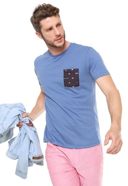 Camiseta FiveBlu Manga Curta Bolso Azul - Marca FiveBlu