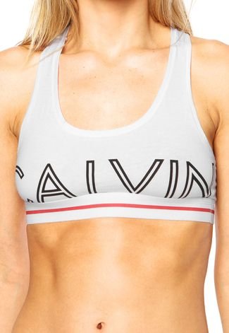 Sutiã Calvin Klein Underwear Top Nadador Logo Branco