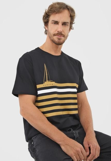 Camiseta Yachtsman Listras Preta - Marca Yachtsman