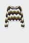 Suéter Cropped Tricot Mango Chevron Branco - Marca Mango